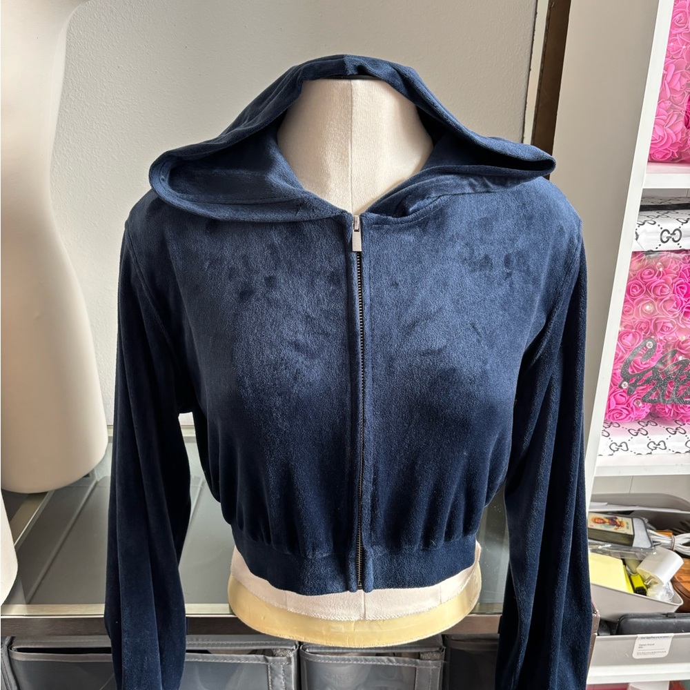 Divided Deep Blue Velour Hoodie